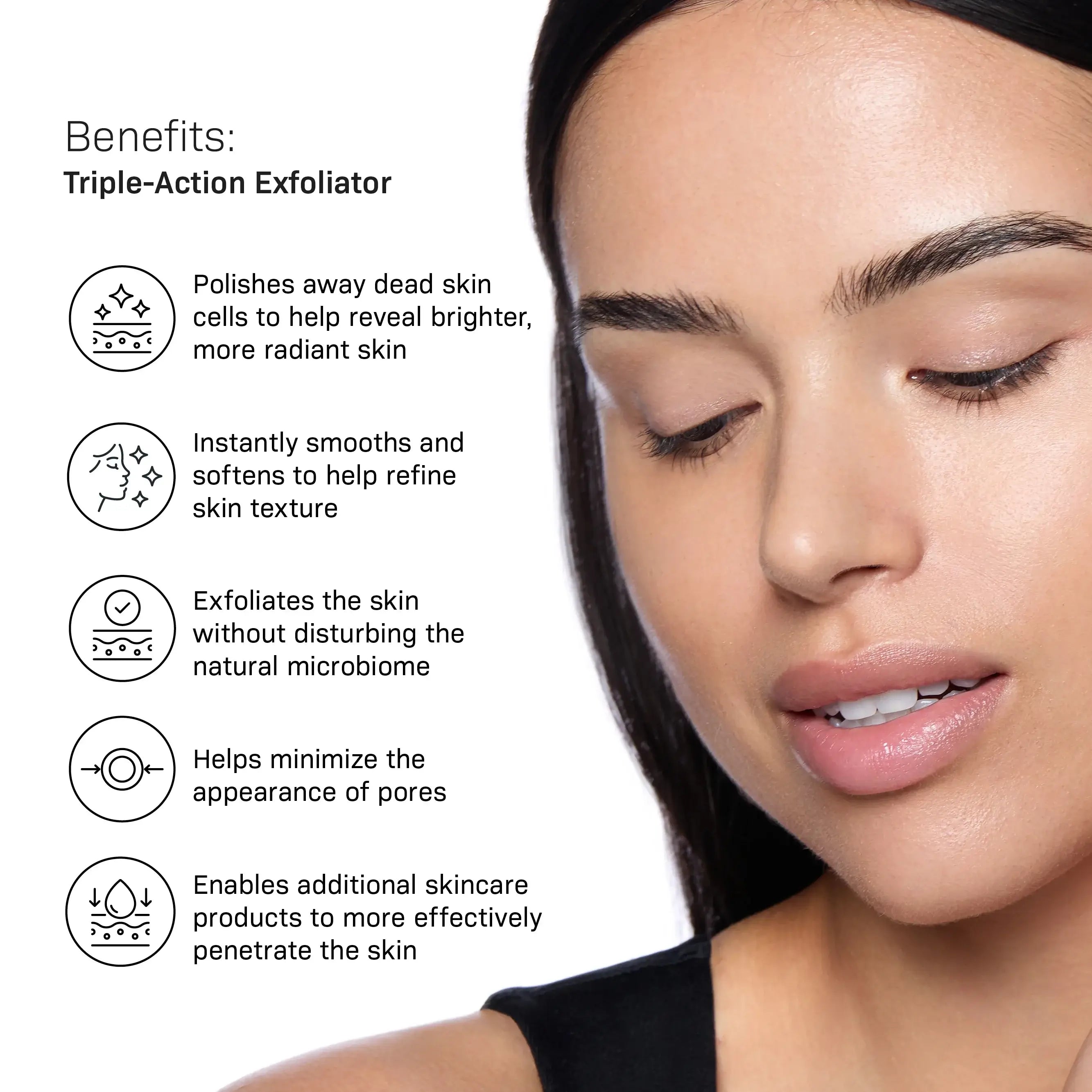 Benefits of Triple-Action Exfoliator for smoother, radiant skin with MK Aesthetics.