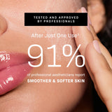Triple-Action Exfoliator showing 91% report smoother and softer skin after one use, MK Aesthetics, Aesthetics Spa.