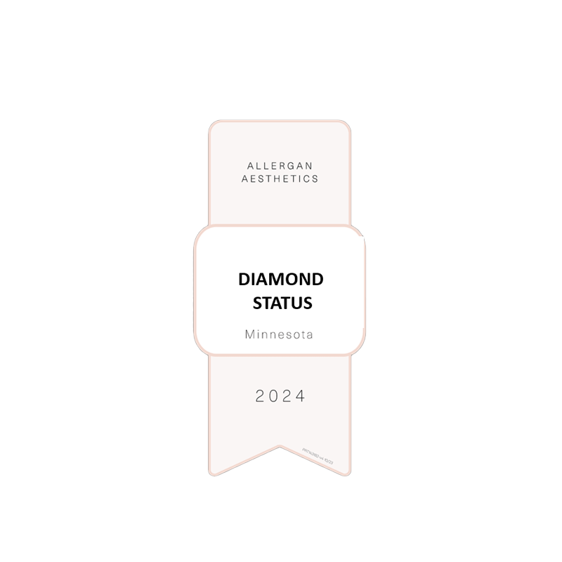 Allergan Aesthetics Diamond Status award for 2024 in Minnesota, highlighting MK Aesthetics Med Spa excellence.
