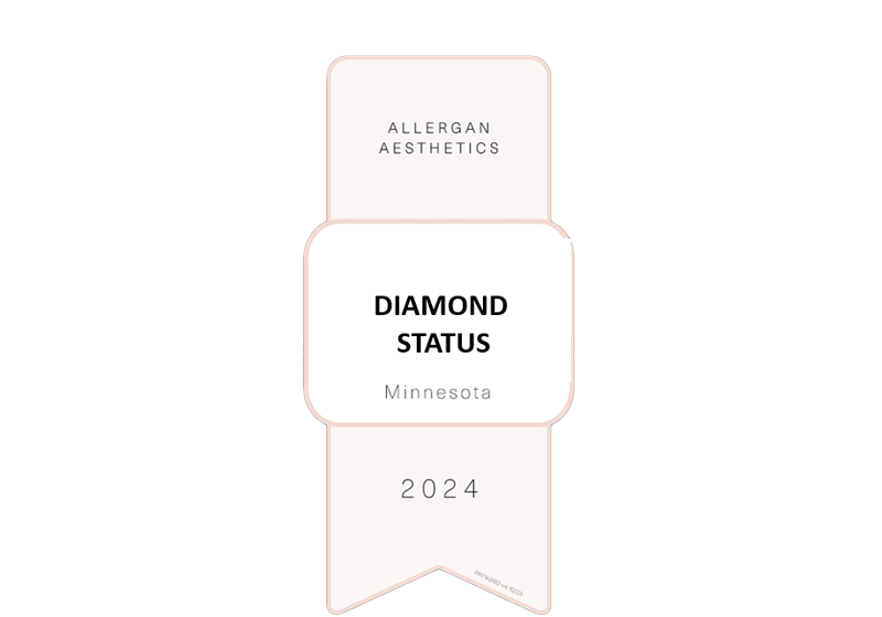 Allergan Aesthetics Diamond Status award for 2024 in Minnesota, highlighting MK Aesthetics Med Spa excellence.
