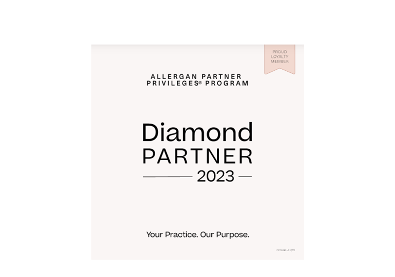 MK Aesthetics is a Diamond Partner of Allergan Partner Privileges Program in 2023, emphasizing quality med spa services.
