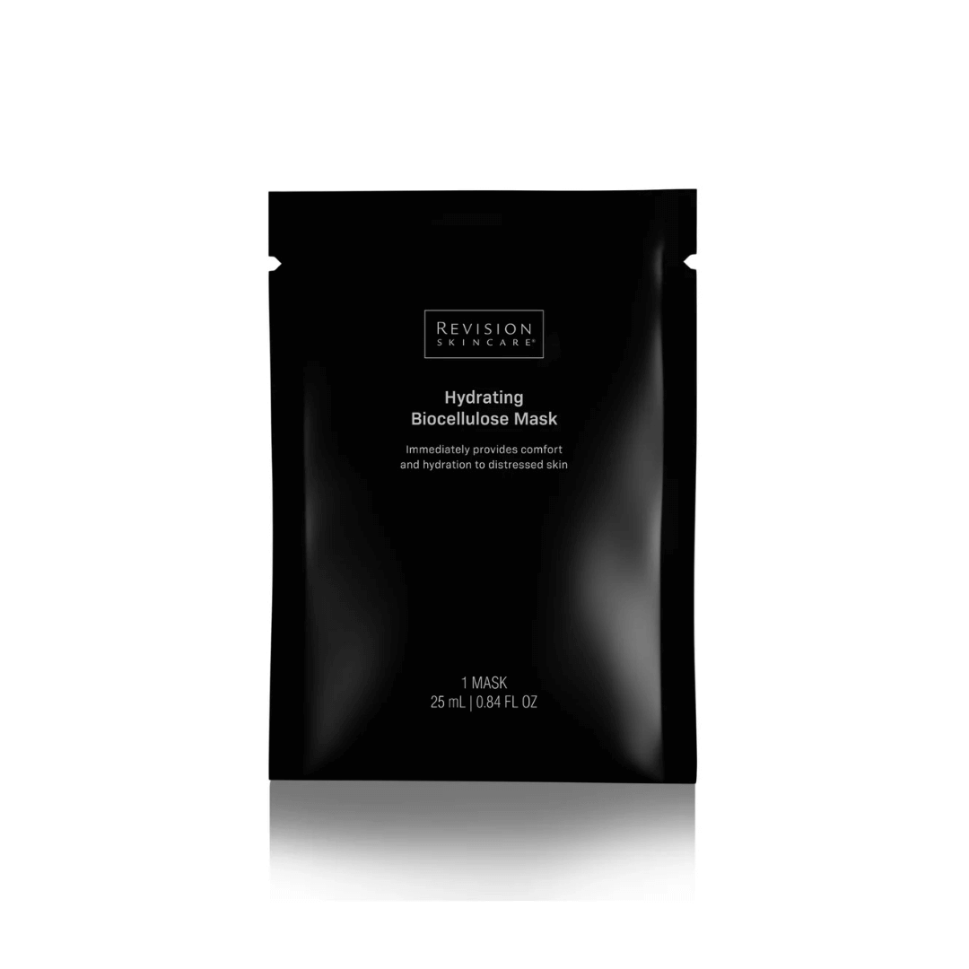 Hydrating Biocellulose Mask (1) packaging for immediate skin hydration and comfort by Revision Skincare.