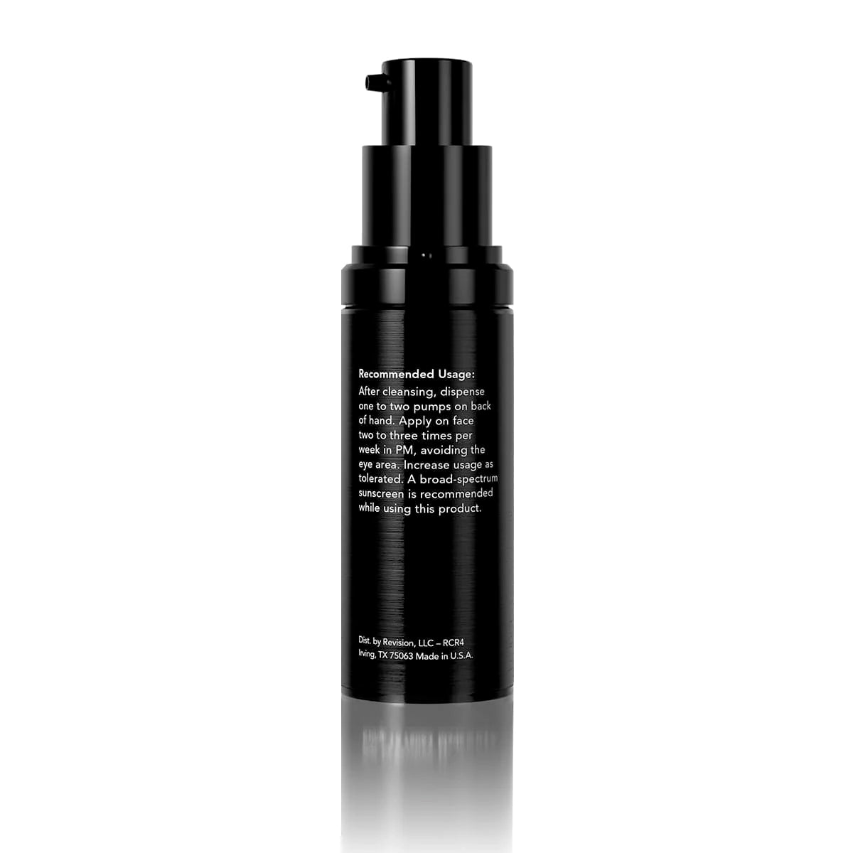 Retinol Complete® 0.5 1 fl oz serum bottle showcasing usage instructions for improved skin texture.