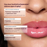 Tinted YouthFull Lip Replenisher® 0.33 oz. addressing signs of aging with hyaluronic acid and peptides.