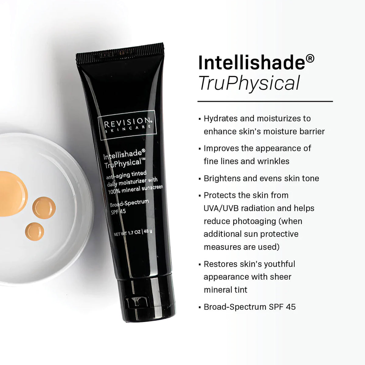 Intellishade® TruPhysical 1.7 oz. moisturizer for anti-aging, hydration, and skin protection by Revision Skincare.