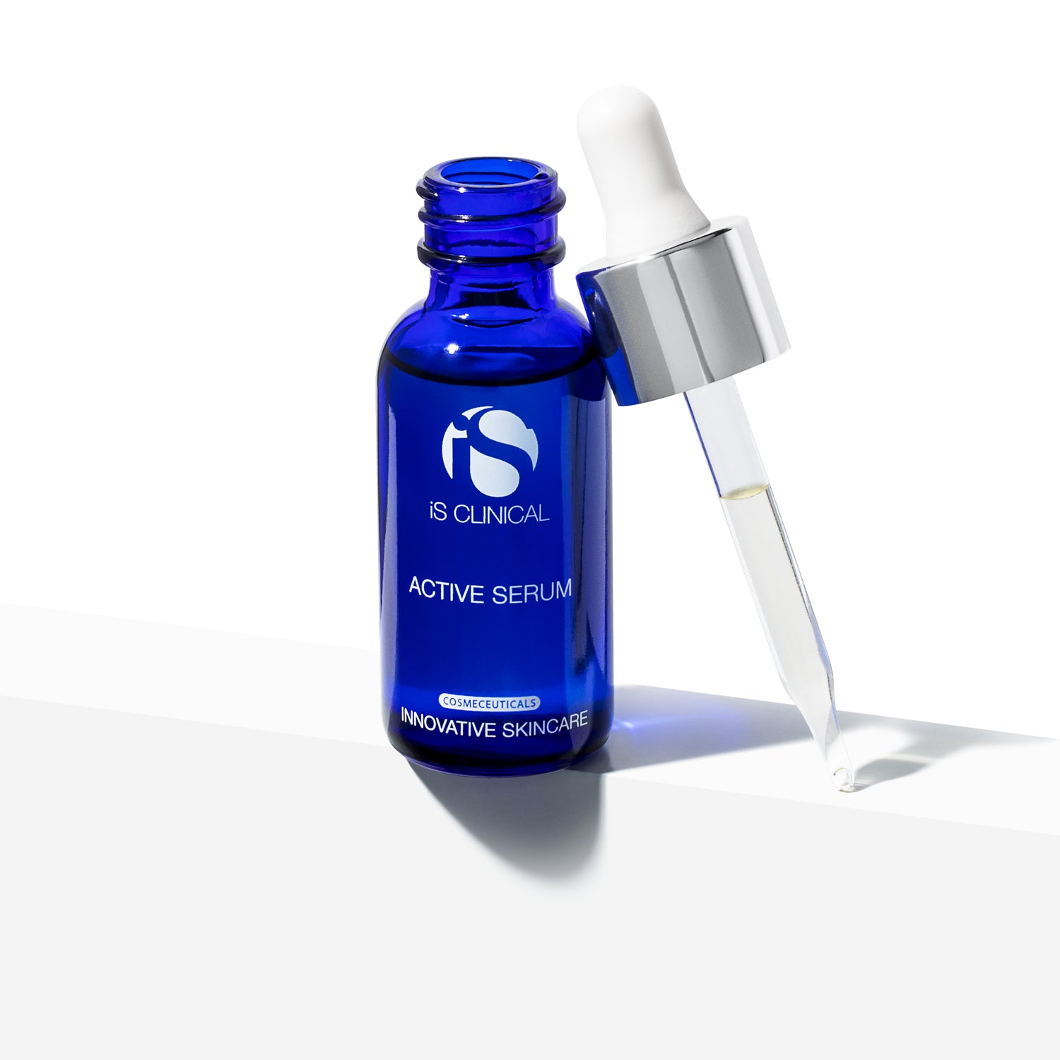 iS Clinical Active Serum bottle with dropper, a top product for fine lines and even skin tone.