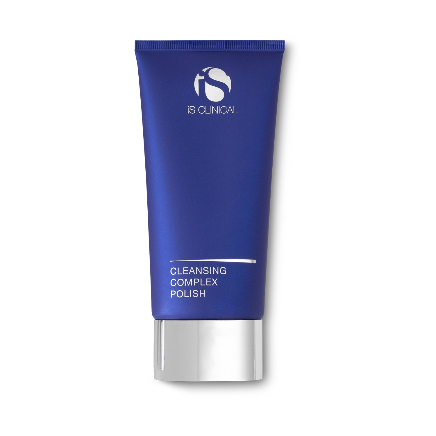Cleansing Complex Polish by iS Clinical in a blue tube for deep cleansing and exfoliation.