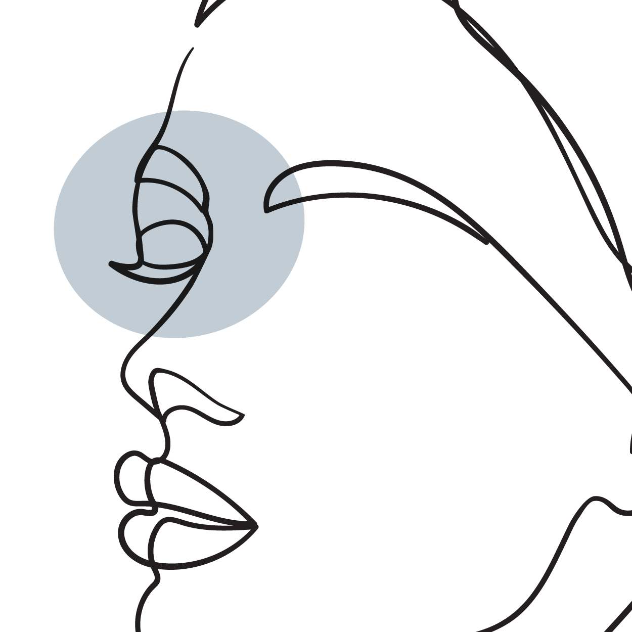 Stylized line art of a woman's face representing MK Aesthetics and Med Spa services in Minnetonka.