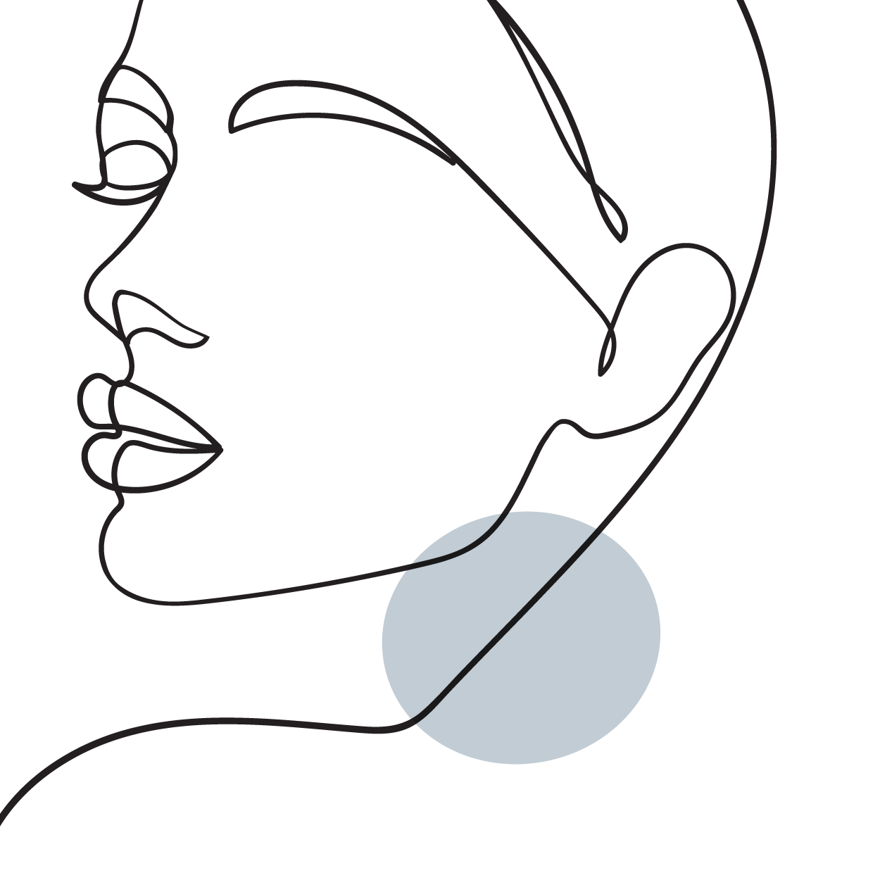 Line art illustration of a woman's profile highlighting beauty and aesthetics for MK Aesthetics Med Spa in Minnetonka.