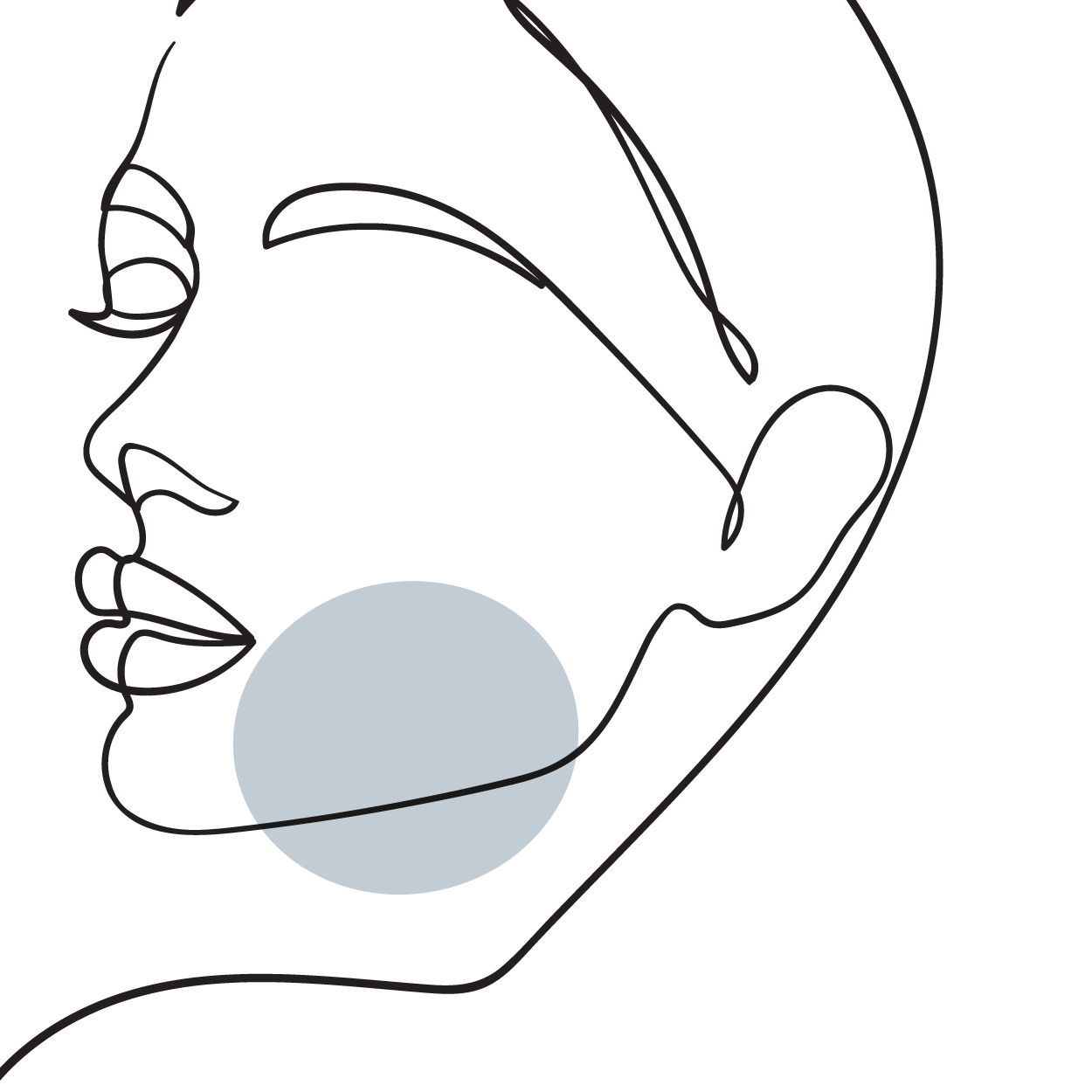 Illustration of a woman's face highlighting cheek area, representing services at MK Aesthetics Med Spa in Minnetonka.