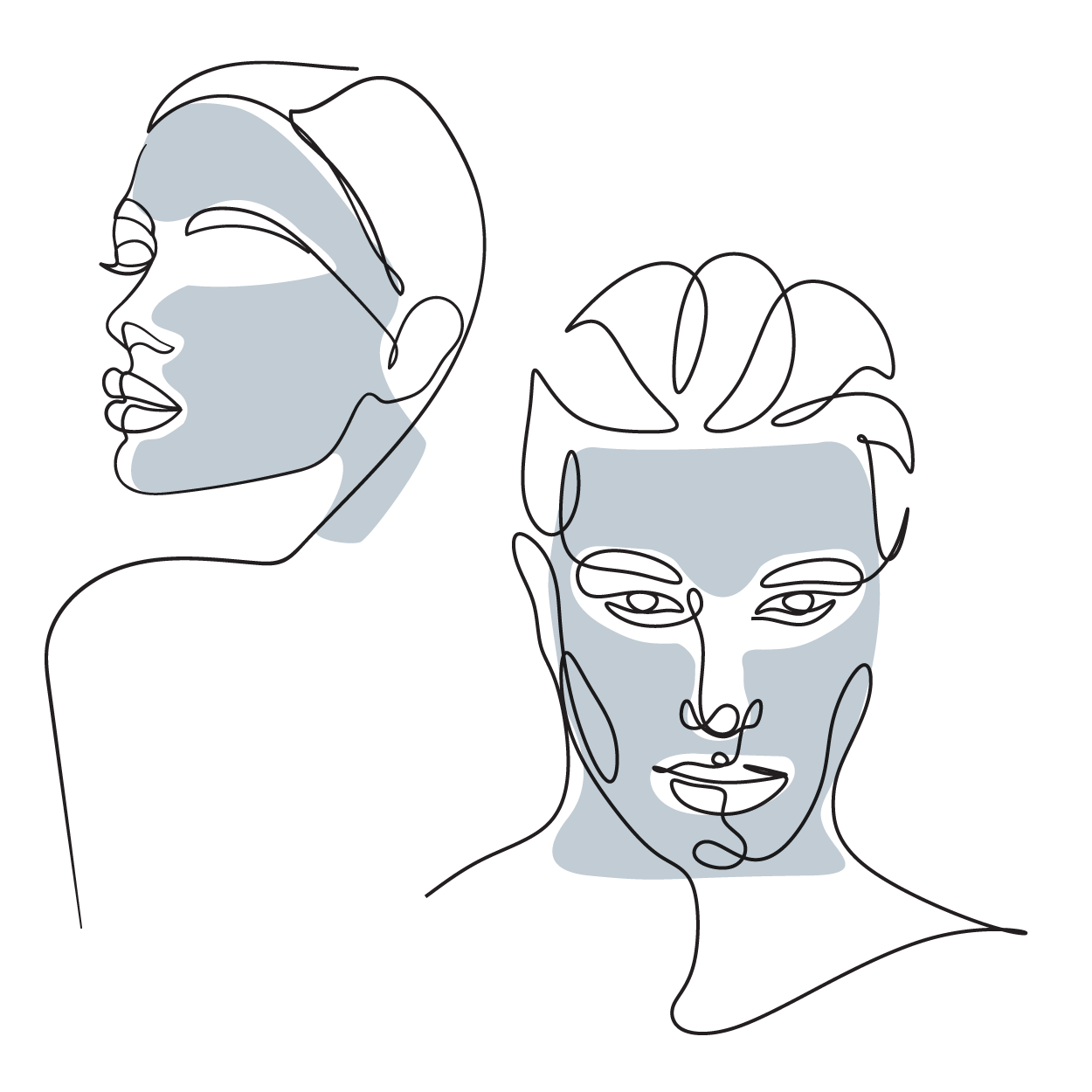 Artistic illustration of a woman and man showcasing skincare techniques at MK Aesthetics Med Spa in Minnetonka.