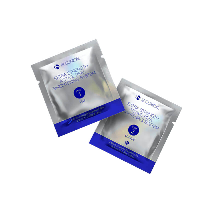 Extra Strength Active Peel Brightening System packets by MK Aesthetics for professional skin treatment