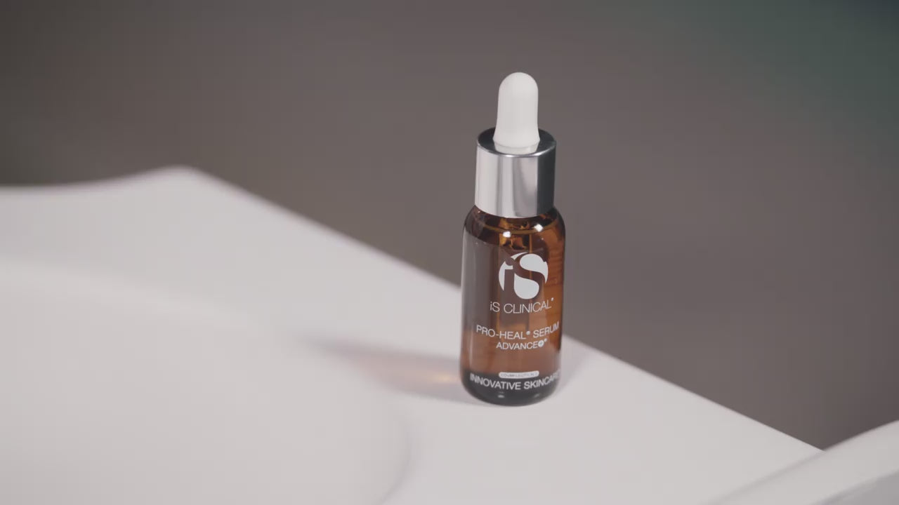 Pro-Heal Serum Advance+ by MK Aesthetics on a vanity highlighting superior skincare benefits.
