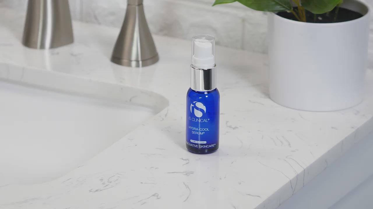 Hydra-Cool Serum by MK Aesthetics on a marble countertop at an Aesthetics Spa in Minnetonka