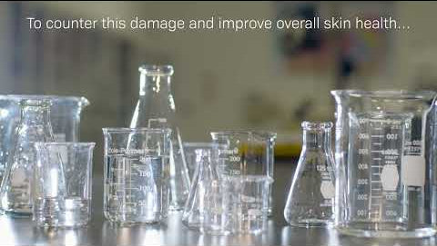 Laboratory glassware used for skincare formulation, showcasing research for C+ Correcting Complex 30%®.