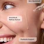 Radiance+ Resurfacing Serum demonstrating postbiotic support and skin-neutral pH for smoother, radiant skin by MK Aesthetics.