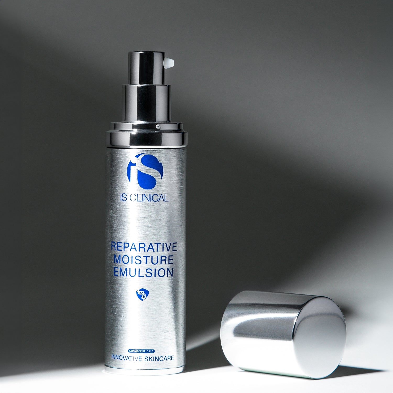 Reparative Moisture Emulsion bottle by iS Clinical, showcasing advanced skincare technology and hydration.