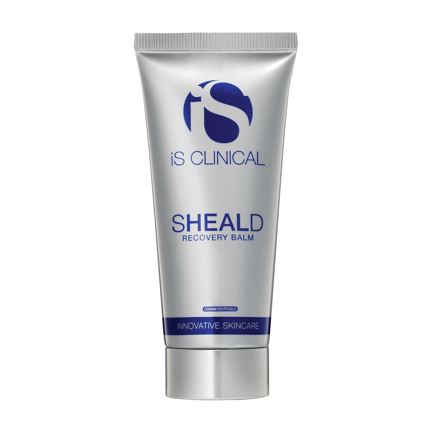 SHEALD Recovery Balm in a silver tube by iS Clinical, ideal for nourishing and protecting distressed skin.