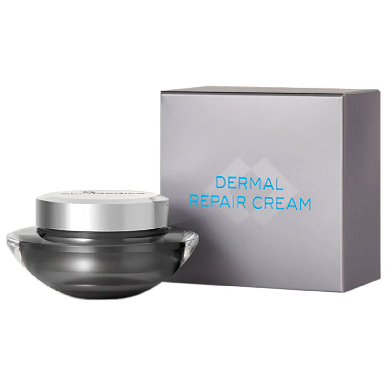 Dermal Repair Cream jar next to its box, promoting spa-level hydration for healthy skin.