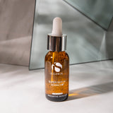 Super Serum Advance+ bottle showcasing innovative skincare for youthful complexion at MK Aesthetics spa.